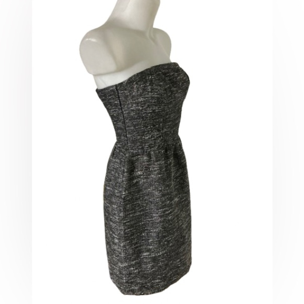 Gap Tweed Strapless Knee Length Structured Black & Metallic Cocktail Dress 4